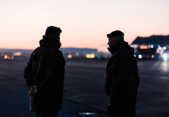 Soldater fra Heimevernet på Værnes flyplass under øvelse Trident Junctur.
