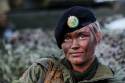 En kvinnelig soldat fra Panserbataljonen i BrigN under øvelse Trident Juncture 2018 i Norge
