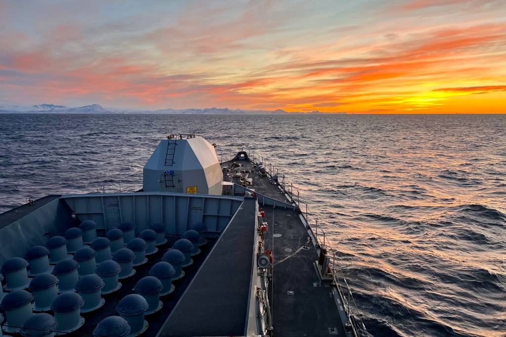 Northumberland off the Norwegian coast at sunrise