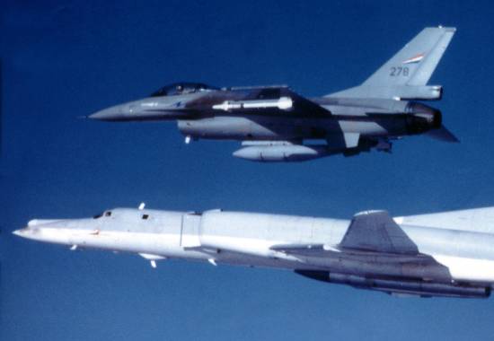 norsk f-16 avviser et sovjetisk backfire bombefly i norsk luftrom 1984