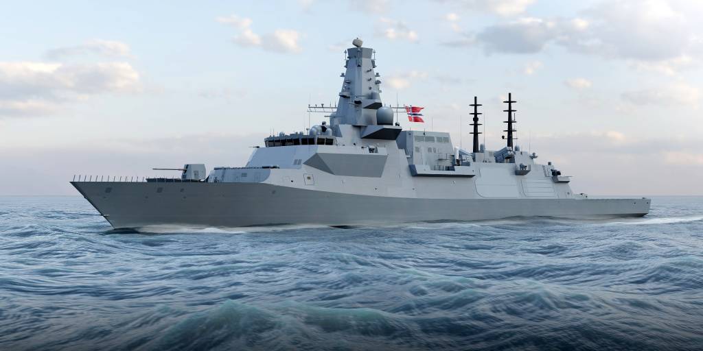 Datagenererte bilder av type T26 Global Combat Ship med norsk flagg