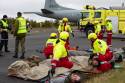 Nødetater og Luftforsvaret under øvelse på krisehåndtering gjennom en havariøvelse på Andøya flystasjon.