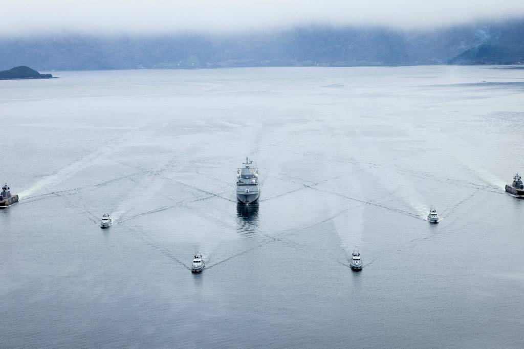 Ex TAMBER SHIELD 24 PHOT Ex, conducted by 815 NAS, with vessels from both the Royal Navy and the Royal Norwegian Navy in the fjords around Bergen, Norway.