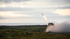 NASAMS (Norwegian Advanced Surface to Air Missile System), avfyrer missil under øvelse Sølvpil på Andøya.