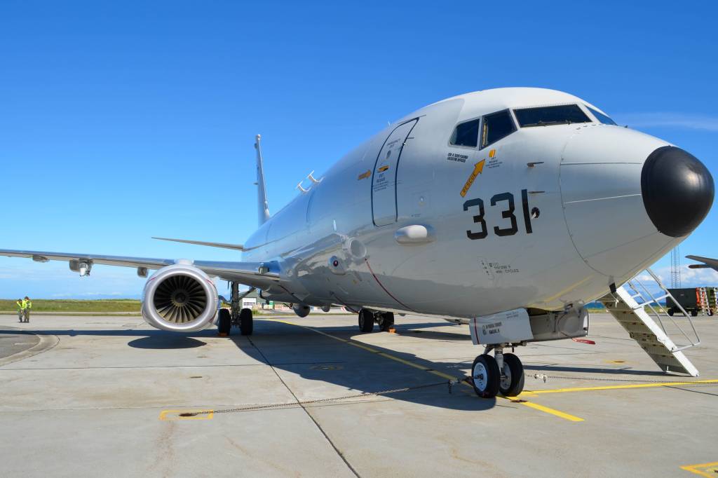Et amerikansk P-8 Poseidon på static display under MPA-øvelsen Dynamic Mongoose på Andøya. *** Local Caption *** An american P-8 Poseidon on static display during the MPA-exercise Dynamic  Mongoose at Andøya