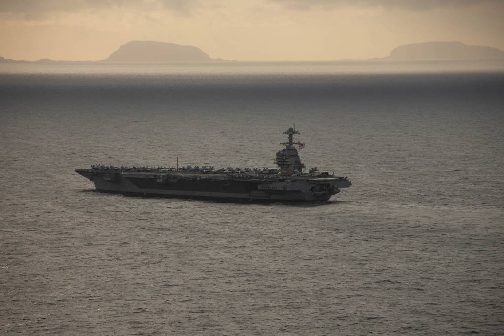 The world’s largest aircraft carrier USS Gerald R. Ford (CVN 78) steams in the Norwegian Sea, June 5, 2023. Gerald R. Ford is the U.S. Navy’s newest and most advanced aircraft carrier, representing a generational leap in the U.S. Navy’s capacity to project power on a global scale. The Gerald R. Ford Carrier Strike Group is on a scheduled deployment in the U.S. Naval Forces Europe area of operations, employed by U.S. Sixth Fleet to defend U.S., allied, and partner interests.  (U.S. Navy photo by Mass Communication Specialist 2nd Class Jacob Mattingly)