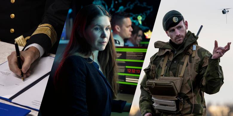 Instruktør utdannet på Base Rygge, ved Luftforsvarets flytaktiske skole tester på dronen Black Hornet  / Instructor at the Royal Norwegian Air Force Tactical Flying School preformes tests on Black Hornet drones