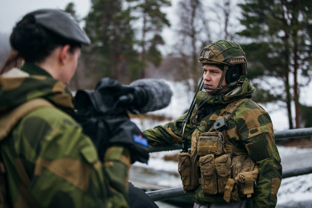 Ingeniørbataljonen i Brigade Nord på Tynset i Hedmark, under den store NATO-øvelsen Trident Juncture 2018. Samtlige kjøretøy fra allierte ble ført over en elv med hjelp av 