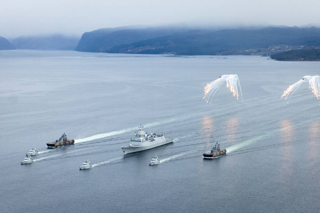 Ex TAMBER SHIELD 24 PHOT Ex, conducted by 815 NAS, with vessels from both the Royal Navy and the Royal Norwegian Navy in the fjords around Bergen, Norway.