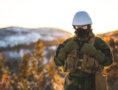 Heimevernssoldat under en øvelse/ Soldier from the Home Guard during an exercise