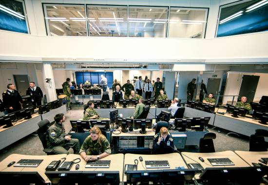 Fra operasjonsrommet på Forsvarets Operative Hovedkvarter på Reitan / The Joint Operation Center in the north of Norway