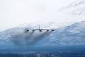 Boeing B-52 Stratofortress Strategisk bombefly fra US Air Force flyr over Bardufoss flystasjon under vinter øvelsen Cold Response 2022