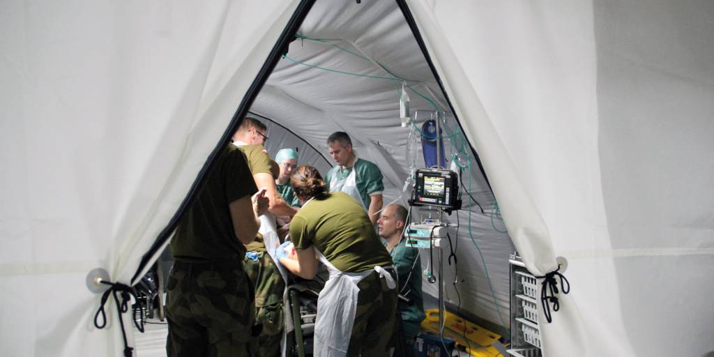 Forsvarets sanitet (FSAN) gjennomfør trening for Role 2 Enhanced feltsykehus under øvelse Føniks 2019 ved Sessvollmoen Garnison. 