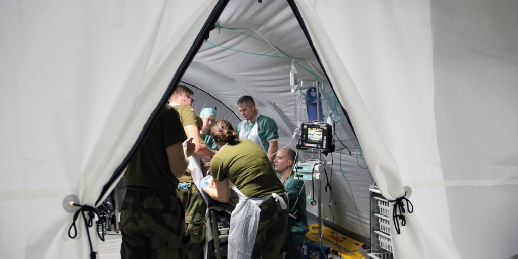 Forsvarets sanitet (FSAN) gjennomfør trening for Role 2 Enhanced feltsykehus under øvelse Føniks 2019 ved Sessvollmoen Garnison. 