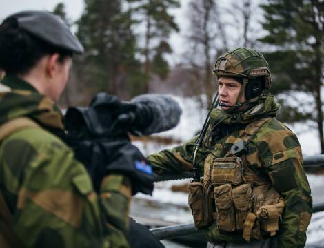Ingeniørbataljonen i Brigade Nord på Tynset i Hedmark, under den store NATO-øvelsen Trident Juncture 2018. Samtlige kjøretøy fra allierte ble ført over en elv med hjelp av 