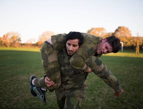 Basetroppen ved 132 LV Ørland gjennomførte combat fitness test  / A troop at Ørland Main Air Station during a combat fitness test. 