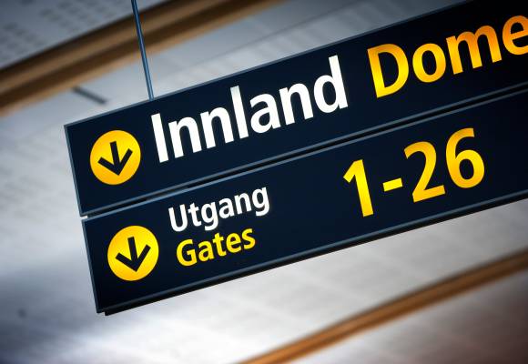 Skilt på Gardermoen flyplassSign at Gardermoen airport