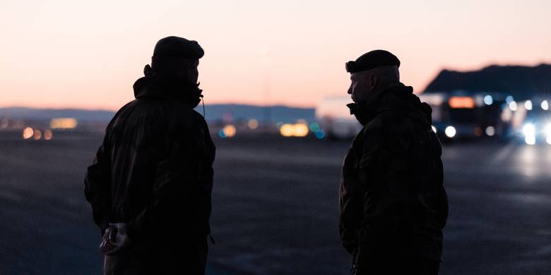 Soldater fra Heimevernet på Værnes flyplass under øvelse Trident Junctur.