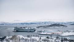 Det amerikanske skipet MV Cape Race i forbindelse med alliert mottak på Stangnesbasen i Harstad i forkant av øvelsen Cold Response 2022.