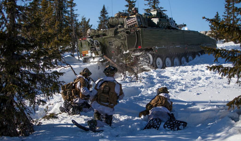 Telemark bataljon vant overlegent over 4. gardekompani mot slutten av øvelse Rein i Rødsmoen øvingsfelt på Rena. / Telemark batalion were surperior in battle which eventually led to the finish line of this years excerise.