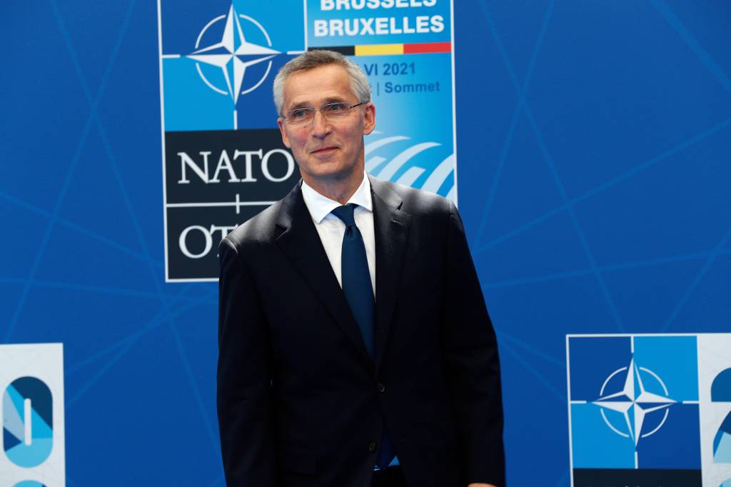 NATO´s Generalsekretær Jens Stoltenberg foran NATO HQ under NATO Summit