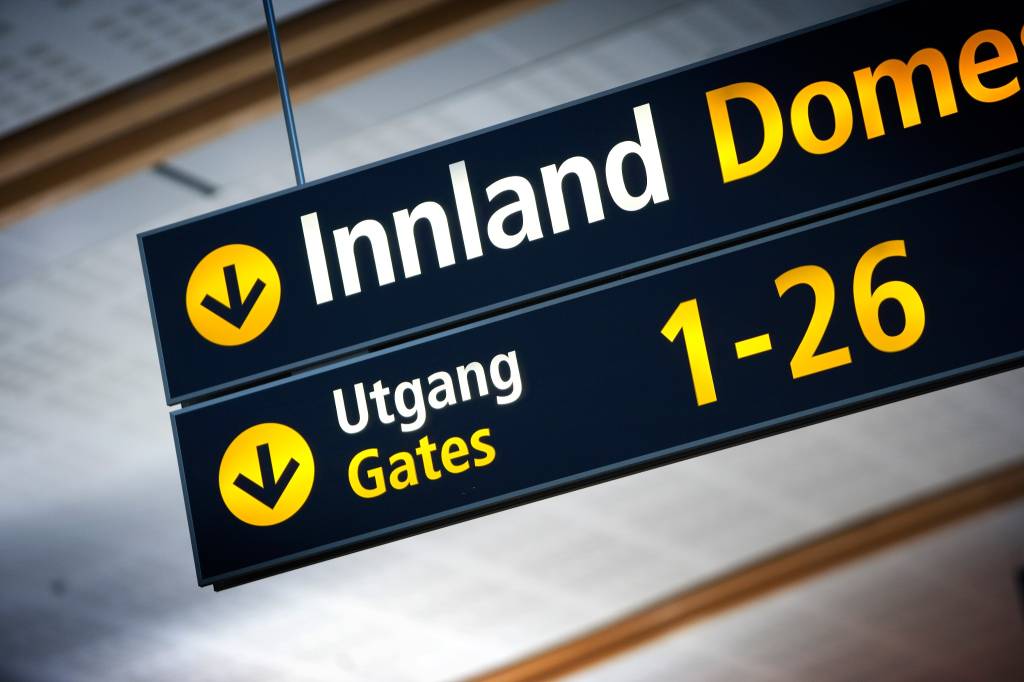 Skilt på Gardermoen flyplassSign at Gardermoen airport