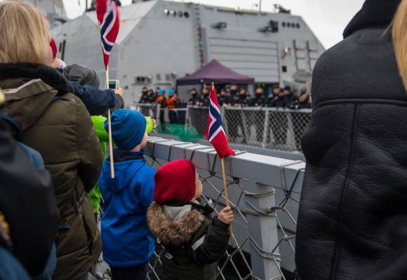 Flaggskipet KNM Otto Sverdrup er tilbake i Haakonsvern etter deployering som kommandofartøy for NATOs stående maritime styrke/ 
/  Flagship HNoMS Otto Sverdrup returns back home at Haakonsvern, Norway